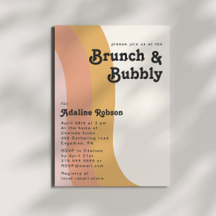 Invitation Moderne Retro 70's Rainbow Brunch et Bubbly