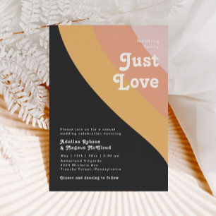 Invitation Moderne Retro 70's Rainbow Dark Just Love Mariage