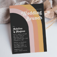 Moderne Retro 70's Rainbow Dark Mariage Brunch Inv