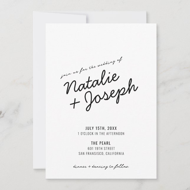 Invitation Moderne Retro amusant WhimssScript Mariage Invitat (Devant)