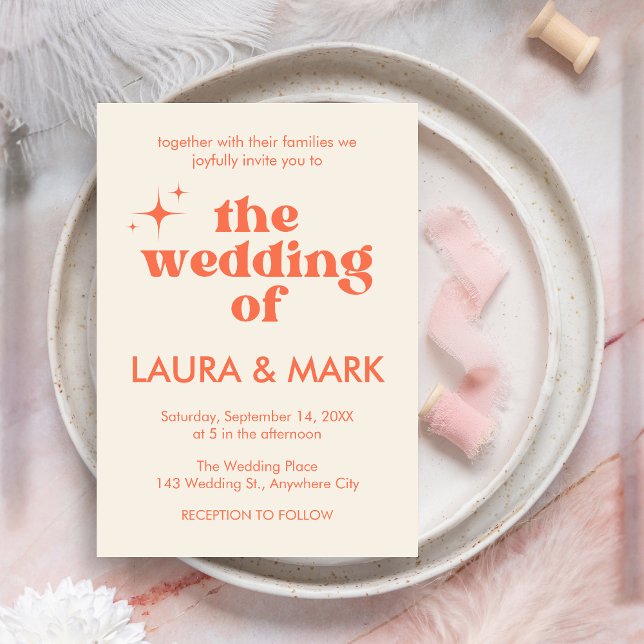 Invitation Moderne Retro Bold & Mariage chic (Bold & Chic Modern Retro Wedding Invitation)