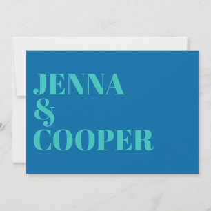 Invitation Moderne Retro Bold Type Turquoise Vert & Bleu Mari