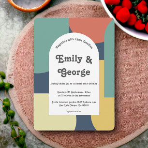 Invitation Moderne Retro coloré élégant Mariage d'art Abstrai