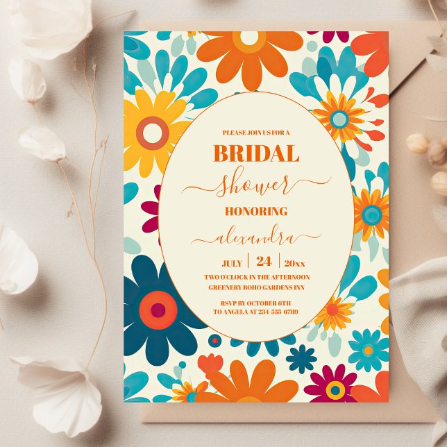 Invitation Moderne Rétro Fête de Mariage aux Fleurs de Daisy  (Créateur téléchargé)