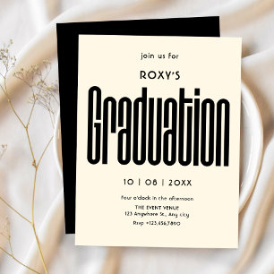Invitation Moderne Retro graduation noir et blanc