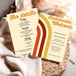 Invitation Moderne Retro les années 70 week-end bachelorte en