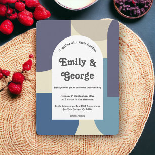 Invitation Moderne Retro Pastel Super Abstrait Mariage d'art