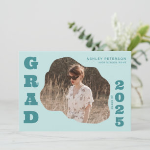 Invitation Moderne Retro Turquoise Bold Typographie Photo Gra