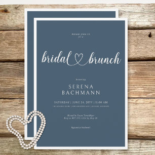Invitation Moderne Romantique Minimale Bleu Bridal Brunch