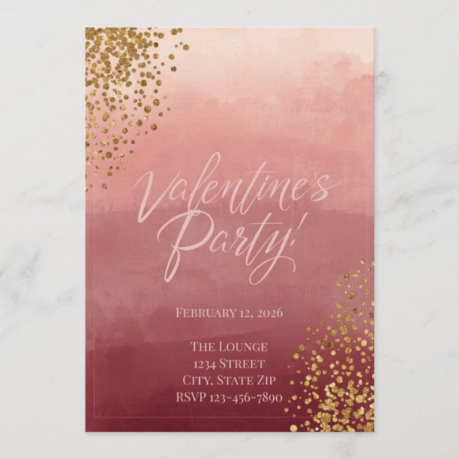 Invitation moderne romantique pour une fête de la  (Devant)