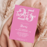 Invitation Moderne rose élégant 25e anniversaire<br><div class="desc">Une simple invitation moderne 25ème anniversaire avec une élégante typographie de script de calligraphie et un design minimaliste en rose et blanc.</div>
