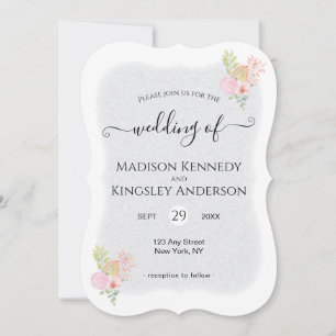 Invitation Moderne rose Floral Remarquable Mariage budgétaire