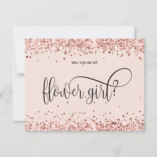 Invitation moderne rose gold pailleté seras-tu ma demoiselle  (Devant)