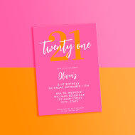 Invitation Moderne rose orange élégant 21e anniversaire
