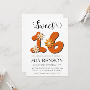 invitation moderne rose pâle rose doux 16 annivers