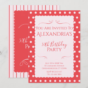 Invitation moderne rose rouge pour une fête d'anni