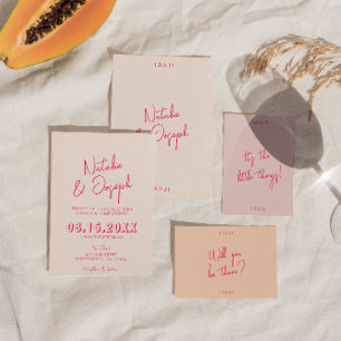 Invitation Moderne rose Whimsical Bright Retro Mariage élégan