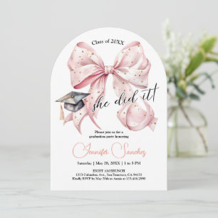 Invitation moderne Rosegold Bow Graduation Arch