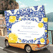 Invitation moderne RSVP La Dolce vita citron