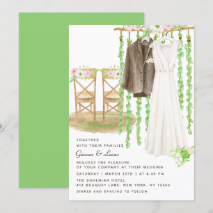 Invitation Moderne Rustique Aquarelle extérieure Mariage Flor