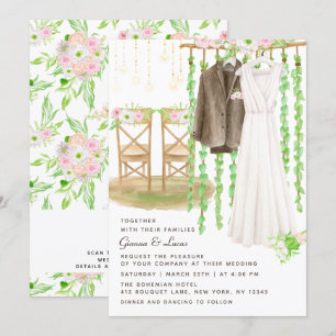 Invitation Moderne Rustique Aquarelle extérieure Mariage Flor