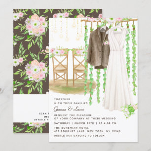 Invitation Moderne Rustique Aquarelle extérieure Mariage Flor