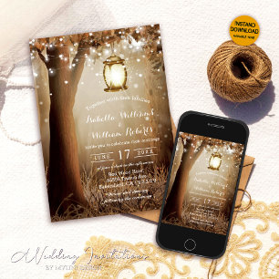 Invitation Moderne Rustique Arbre de Pays Mariage