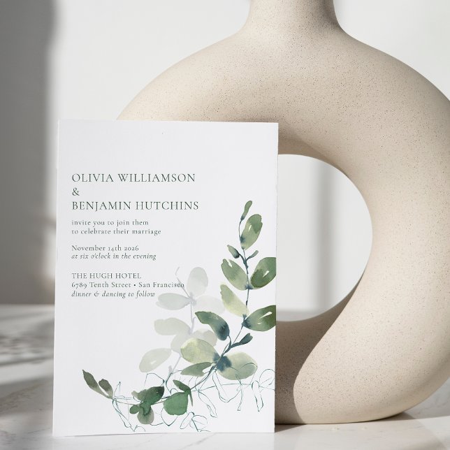 Invitation Moderne Rustique Botanique Vert Eucalyptus Mariage (Créateur téléchargé)