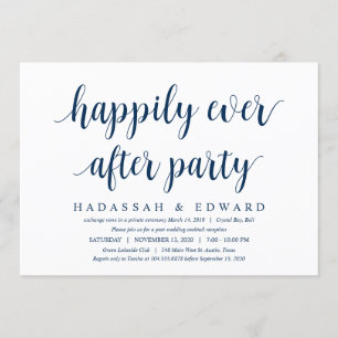 Invitation Moderne Rustique Cute Navy Bleu, Elopement Mariage