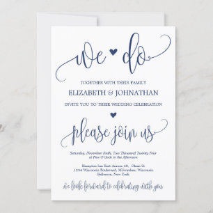Invitation Moderne rustique de calligraphie marine coeur nous