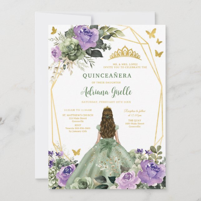 Invitation Moderne Rustique de Quinceanera (Devant)