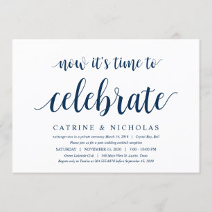 Invitation Moderne Rustique, Écriture Bleu Marine, Mariage en