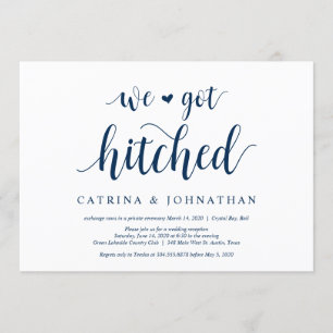 Invitation Moderne Rustique, écriture Bleu Marine, Mariage In