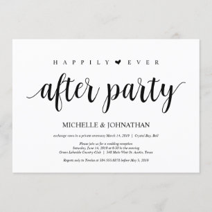 Invitation Moderne Rustique, Écriture noire, Fuite de mariés