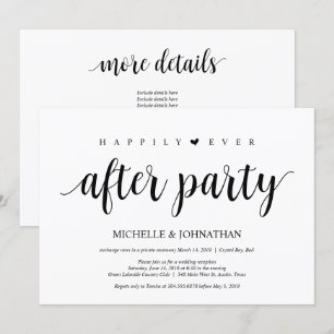 Invitation Moderne Rustique, Écriture noire, Fuite de mariés