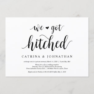 Invitation Moderne Rustique, Écriture noire, Mariage en fuite