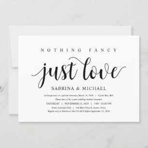 Invitation Moderne Rustique, Écriture Noire, Mariage Intime
