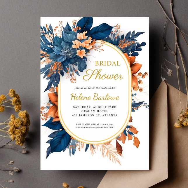 Invitation Moderne Rustique Élégante Fête des mariées Florale (Modern Rustic Elegant Floral Bridal Shower Invitation)