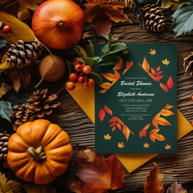 Invitation Moderne Rustique Feuilles d'automne Fête des marié (Créateur téléchargé)