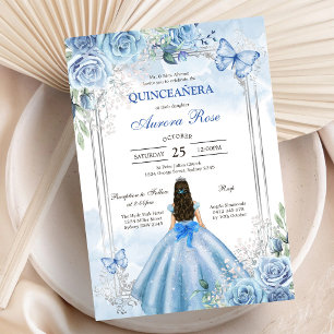 Invitation moderne rustique florale pour Quinceane