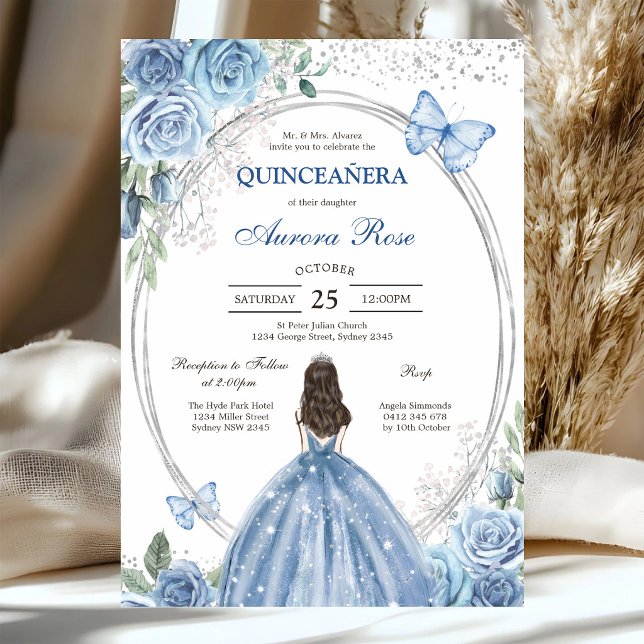 Invitation Moderne Rustique Florale pour Quinceane (Créateur téléchargé)