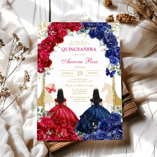 Invitation moderne rustique florale pour Quinceane