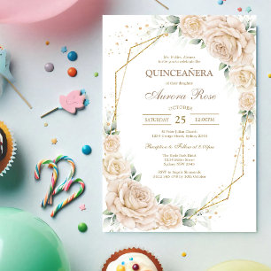 Invitation Moderne Rustique Florale pour Quinceane