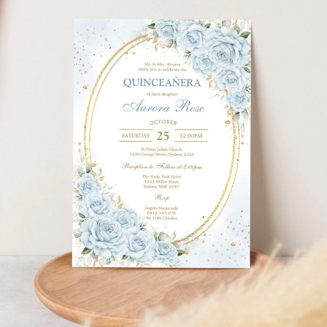 Invitation moderne rustique florale pour Quinceane (Créateur téléchargé)