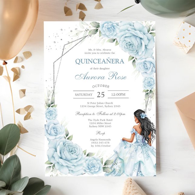 Invitation Moderne Rustique Florale pour Quinceane (Créateur téléchargé)