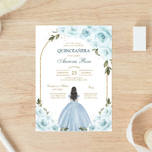 Invitation moderne rustique florale pour Quinceane
