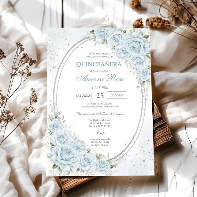 Invitation Moderne Rustique Florale pour Quinceane (Créateur téléchargé)