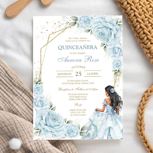 Invitation Moderne Rustique Florale pour Quinceane (Créateur téléchargé)