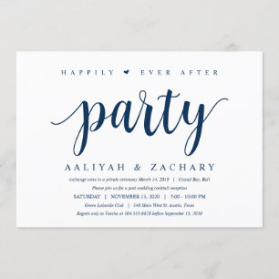 Invitation Moderne Rustique Mignon Bleu Marine, Mariage Fuite