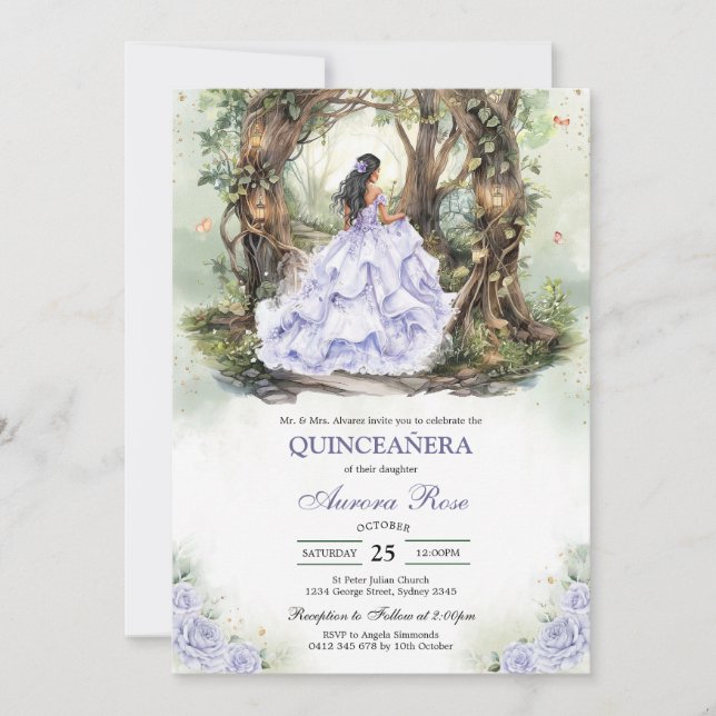Invitation moderne rustique pour Quinceanera (Devant)